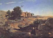 Jean Baptiste Camille  Corot Agar dans le desert (mk11) oil painting on canvas